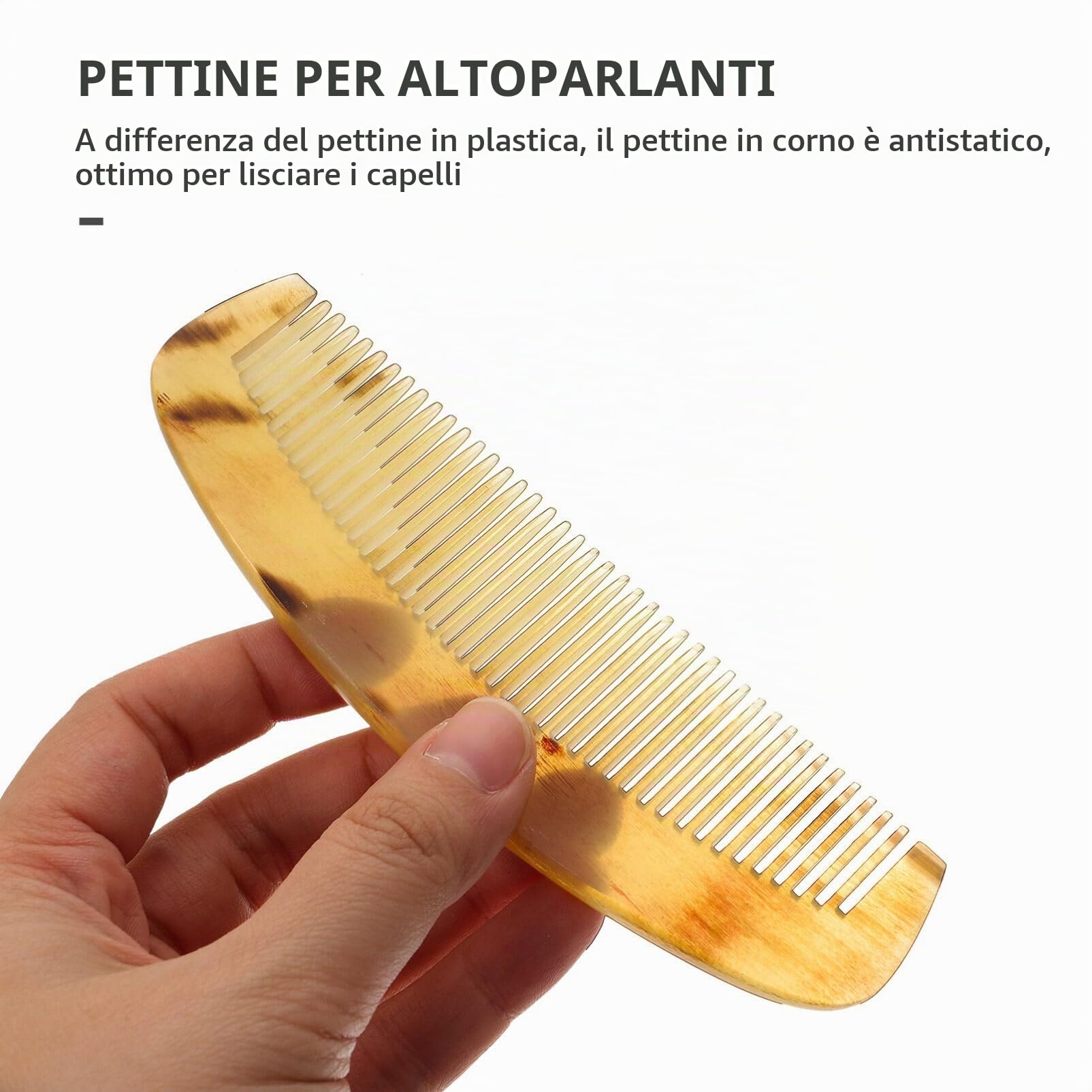 Uonlytech Pettine in Corno Naturale Antistatico Portatile Per Capelli E Barba Pettine Lisciante Compatto Per Donna Previene La Caduta Dei Capelli Ideale Per Viaggi E Uso Quotidiano