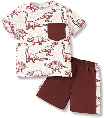 2-7 T Toddler Baby Boy Outfits Shorts Sleeve Summer Beach Cocos T Shirts + Shorts Clothing Set