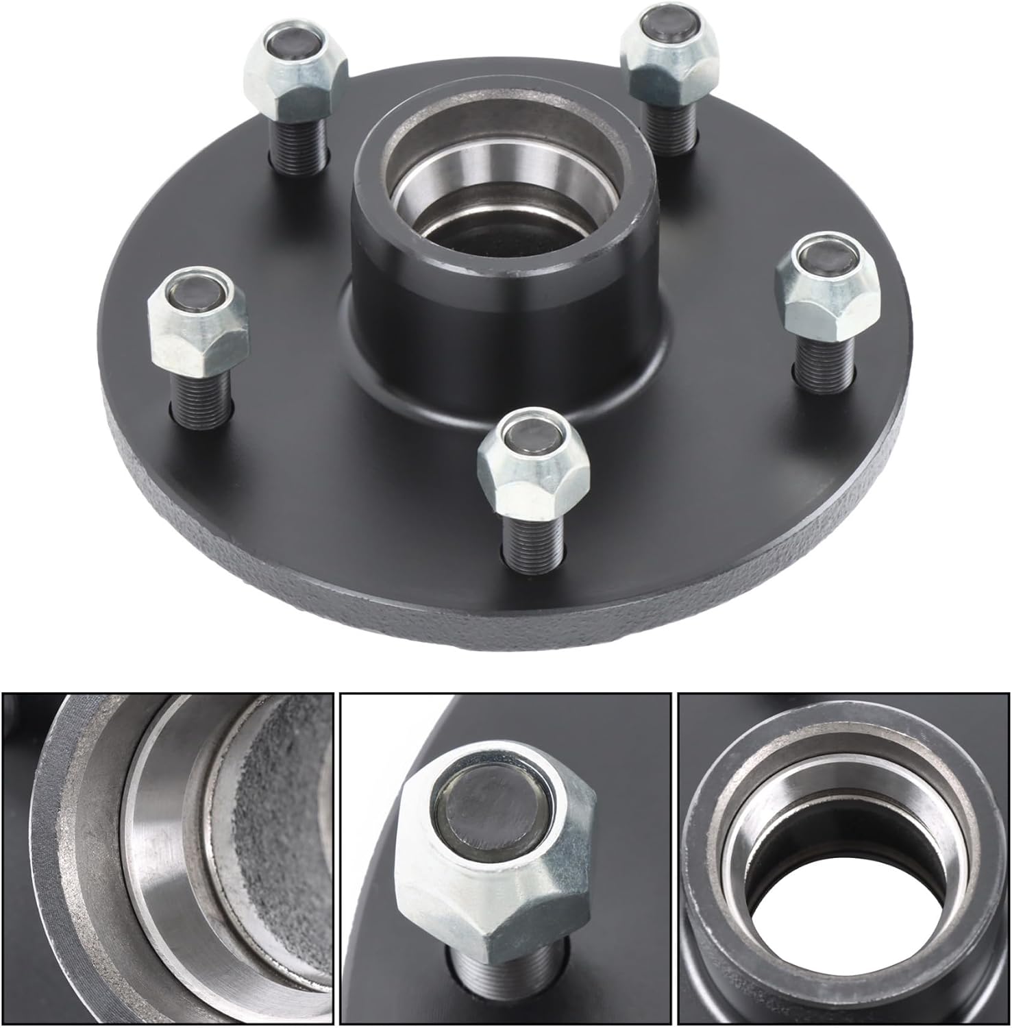 GXYWADY 4 Sets 5 on 5.5' Trailer Hub Kit Replacement for 3500 lbs 84 Spindle with Trailer Bearing Kit (4 Pieces/Set) Replacement for L44649 and L68149