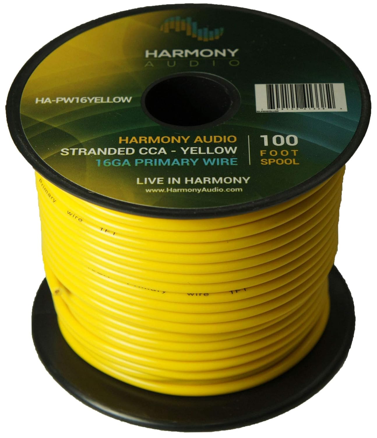 Harmony Audio HA-PW16YELLOW Primary Single Conductor 16 Gauge Yellow Power or Ground Wire Roll 100 Feet Cable for Car Audio/Trailer/Model Train/Remote Harmony Audio HA-PW16YELLOW Primary Single Conductor 16 Gauge Yellow Power or Ground Wire Roll 100 Feet Cable for Car Audio/Trailer/Model Train/Remote