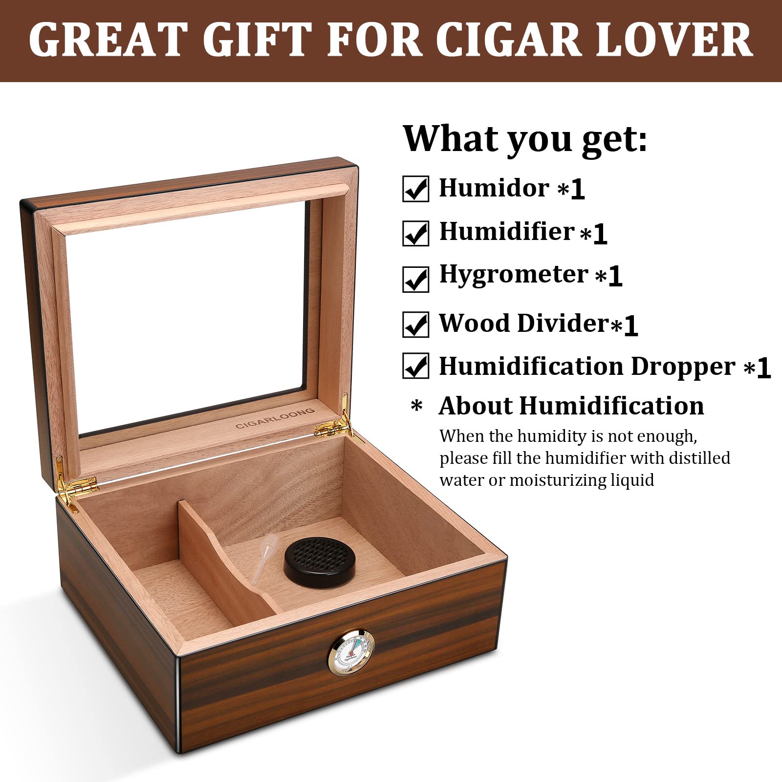 Amazon.co.jp: CIGARLOONG 葉巻ケース シガーヒュミドール 杉材 大容量