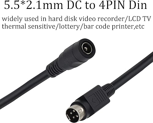 Miniatura 5 de Cable de alimentación DIN a CC de 4 pines Mini DIN macho de 4 pines a CC 0.217 x 0.083 in hembra 6 pulgadas para cámara, DVD, TV, PC, impresora