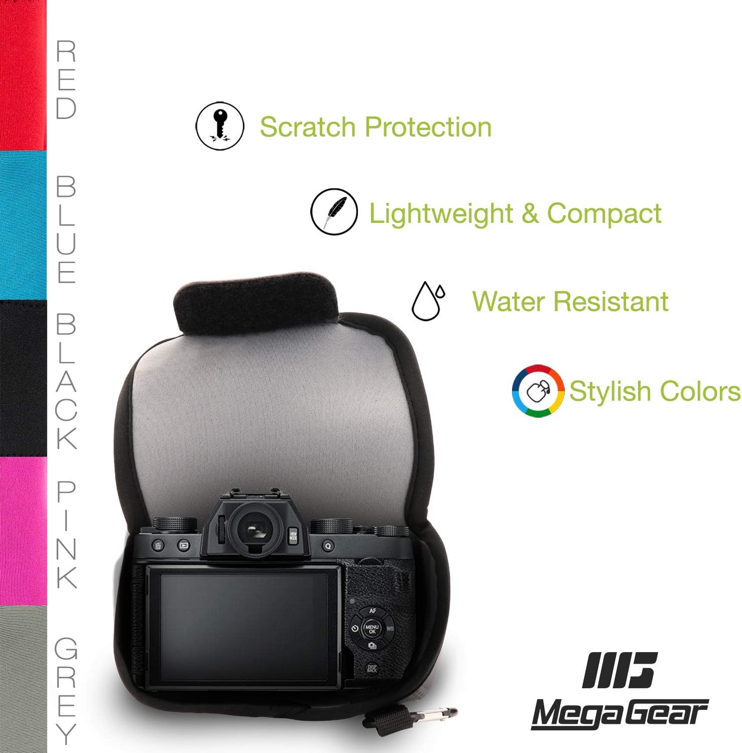 MegaGear MG1488 Ultra Light Neoprene Camera Case for Fujifilm X-T100 (15-45mm) - Gray