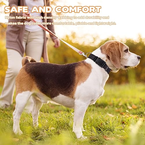 Miniatura 5 de PuppyDoggy Collar ajustable de nailon negro para perro, collar martingala para perros con hebilla de liberación rápida, collar clásico para mascotas