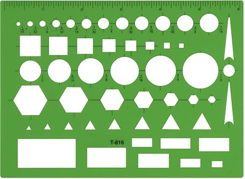 Westcott T-816 All-Purpose Technical Drawing Template, Plastic Shape Template Tool,