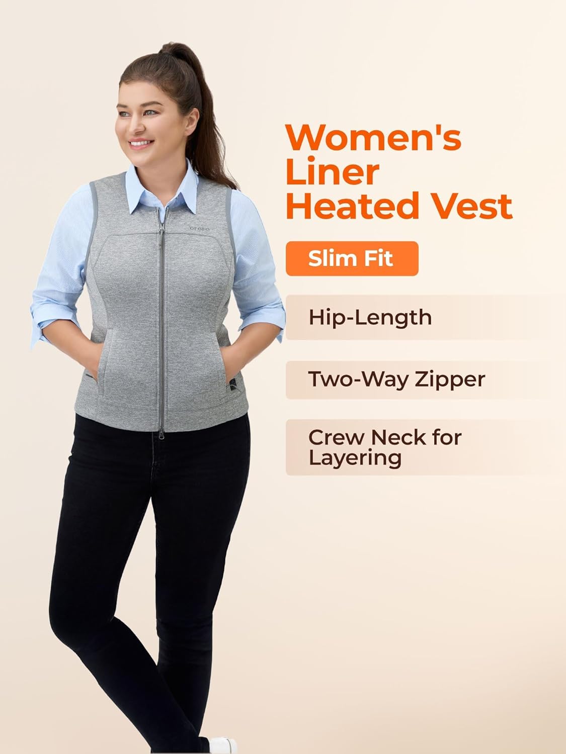 ORORO Women's Lightweight Heated Liner Vest with USB-C Rechargeable Battery, Heated Fleece Vest - Image 5