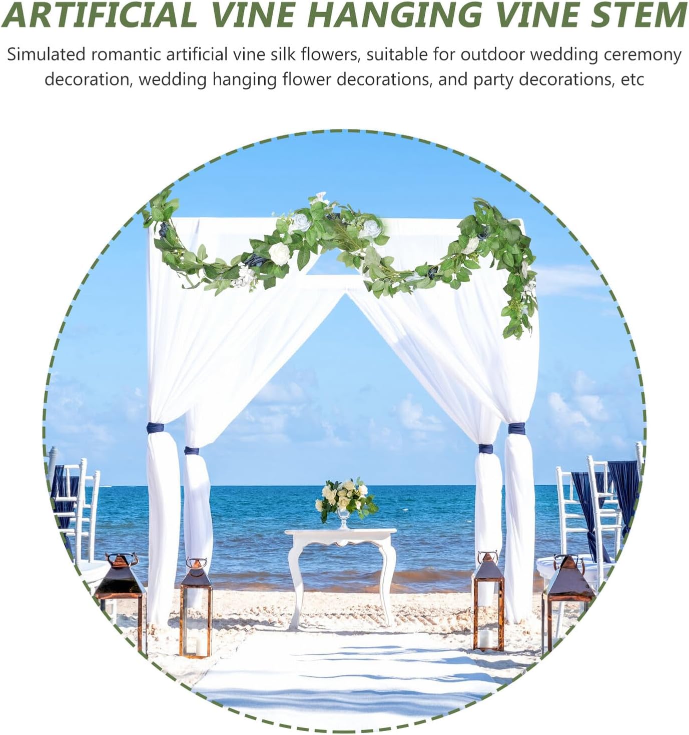 NUOBESTY Artificial Rose Garland Vine with Blue Flowers, Fake Flower Vine Decoration for Wedding Party, Outdoor Event, and Home Table Centerpiece