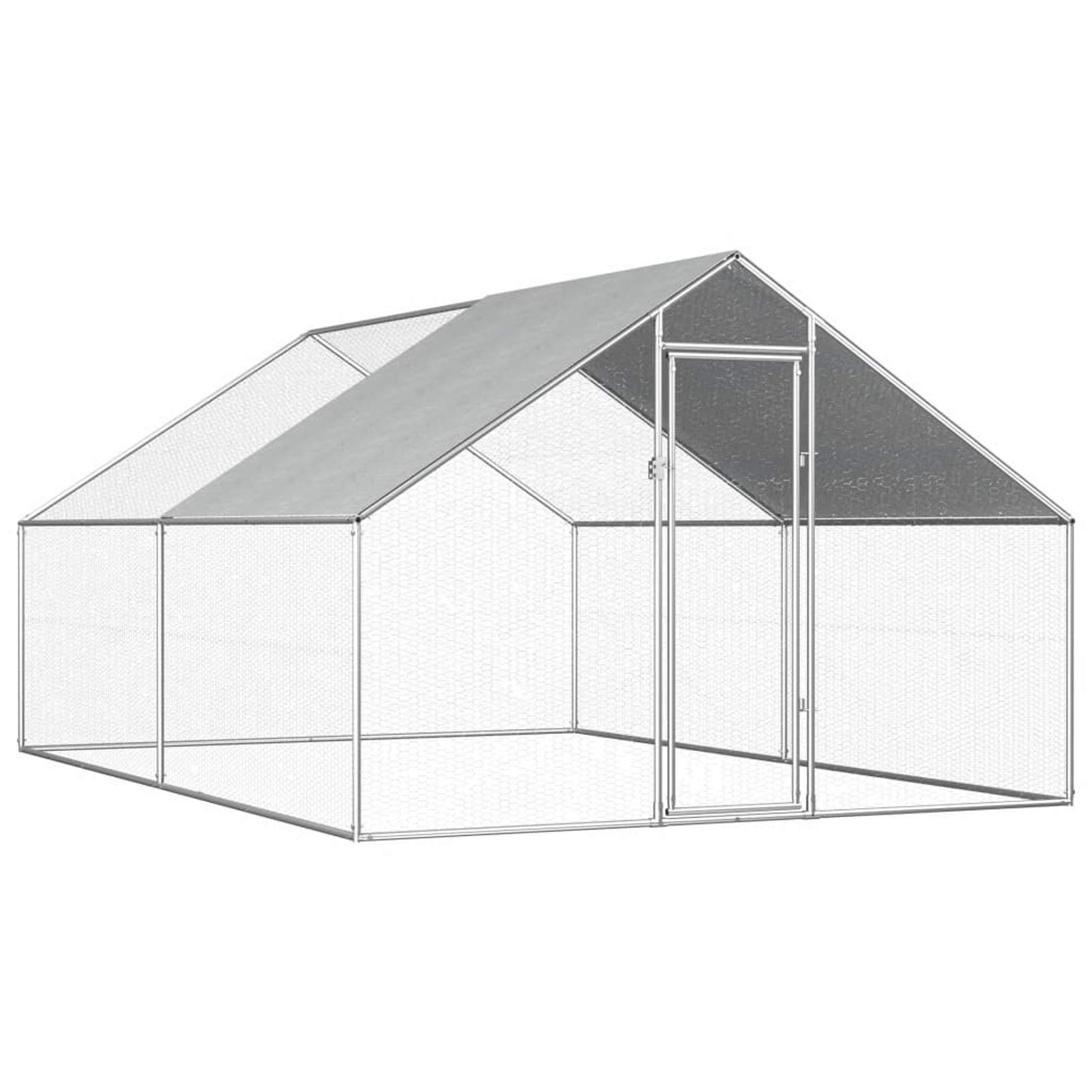 Homgoday Jaula para pollos al aire libre, 2,75 x 4 x 1,92 m, acero galvanizado, gallinero y corral, gallinero, jaula de aves de corral para gallinas, patos, conejos, perros, jaula de aves de corral