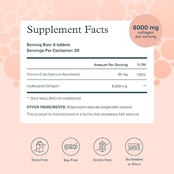 Youtheory Advanced Collagen, 6,000 mg, 120 Tablets, 20-Day Supply