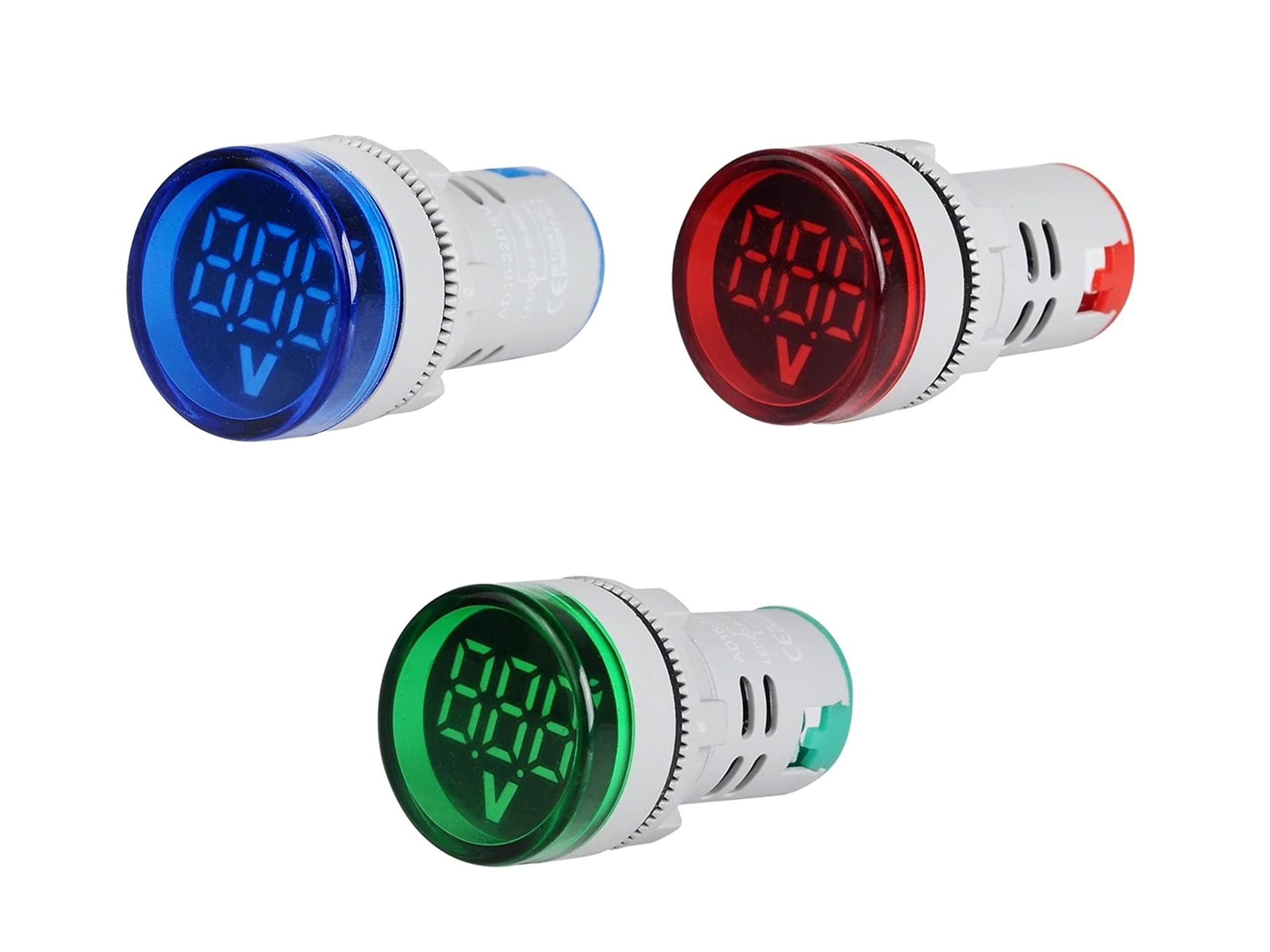 Vendoz Voltage Meter Led Display Gauge Digital Volt Indicator Combo, Measuring Range 60-500V Ac (1 Set Of Rgb), Multicolor