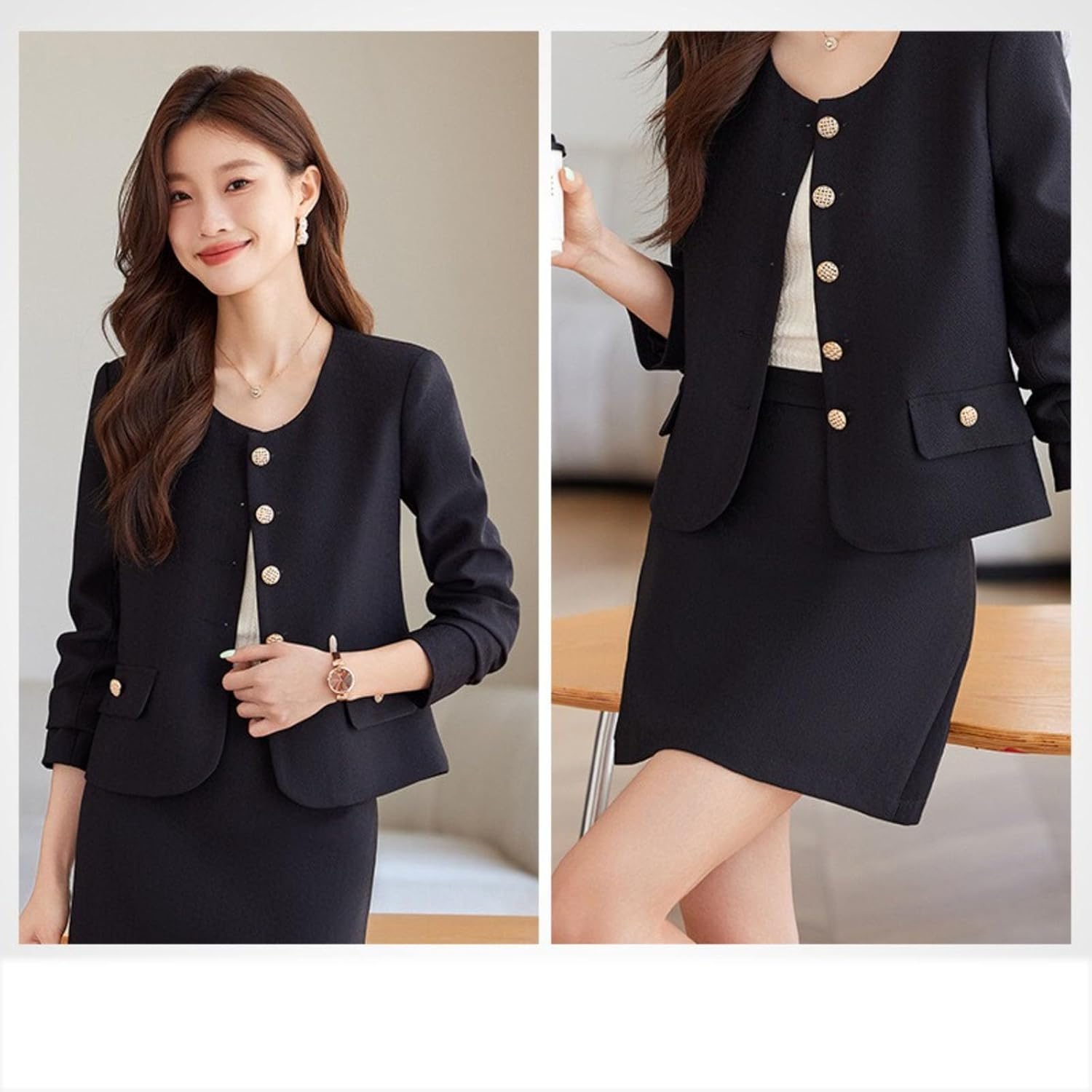 Spring Fall Blazer and Skirt Set Women's Business Office Workwear