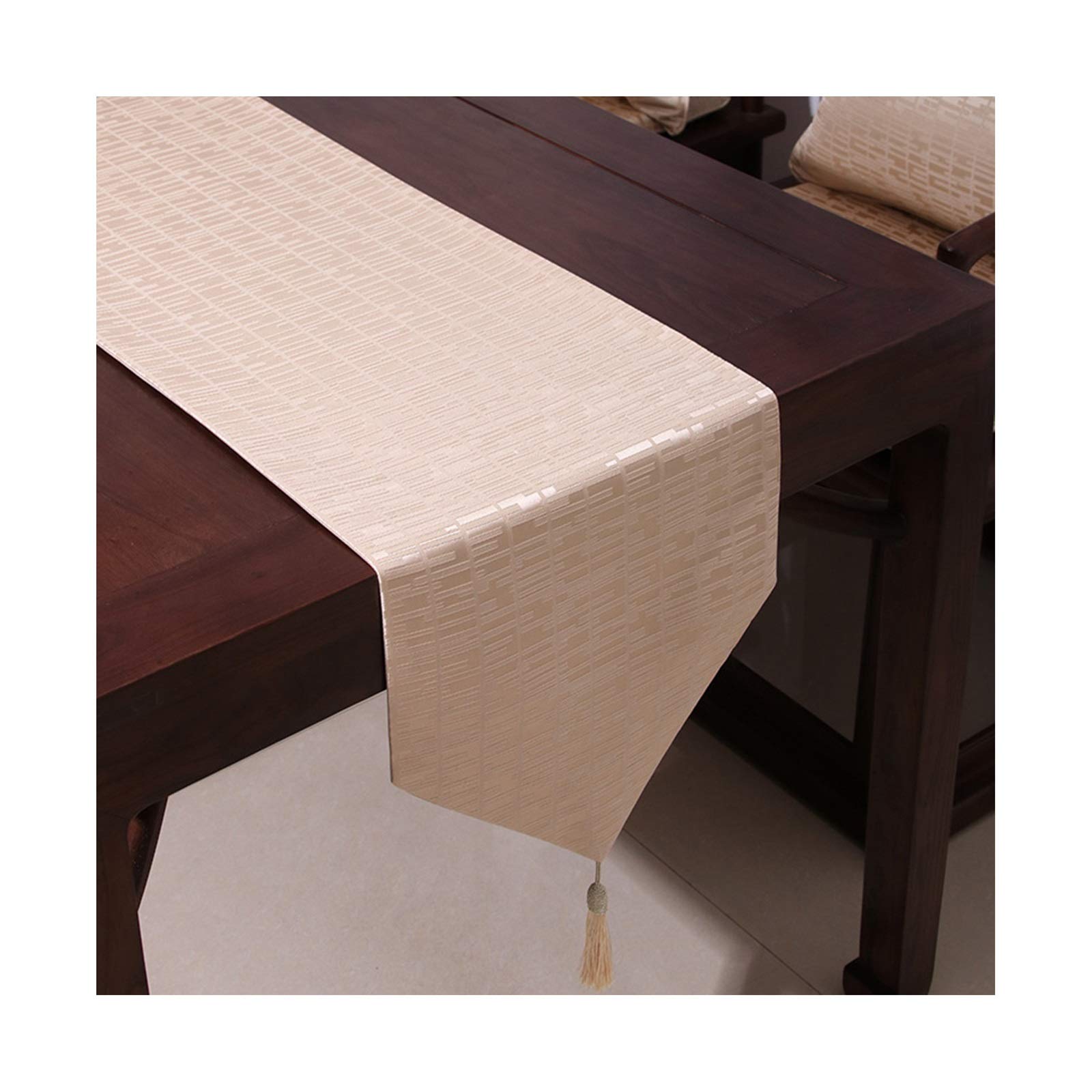 Eleganter Tischläufer Modern, Polyester Tischläufer Abwaschbar Weihnachtlicher Tischläufer Wohnzimmer Modern Leichter Luxusstil Beige 33x210CM