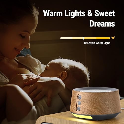 Miniatura 4 de Fitniv Máquina de ruido blanco con luz nocturna ajustable para dormir, 14 bandas sonoras de máquina de sueño de alta fidelidad, temporizador y