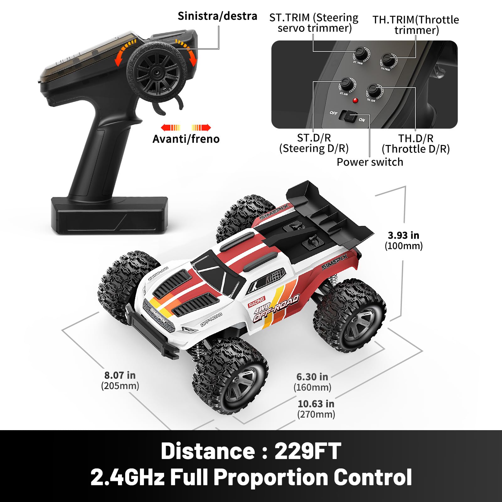 1:18 Ferngesteuertes Auto 4WD Offroad RC Auto 36 km/h schnell, RC mit Ölstoßdämpfern 2.4GHz,2× 7.4V1500mAh wiederaufladbaren,Zwei Karosserien,Outdoor RC Car Geschenk für RCHobby