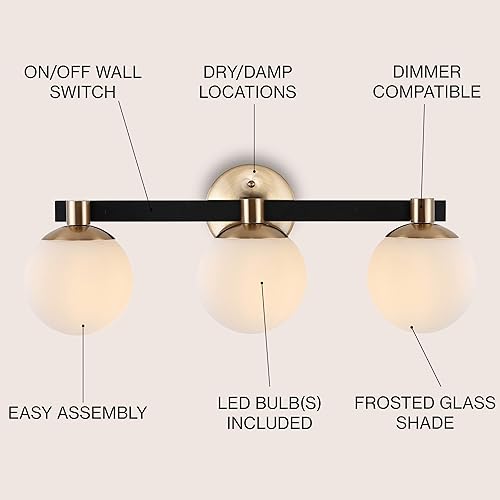 Miniatura 4 de JONATHAN Y JYL3542A Globo Modernista de 24 pulgadas, 3 luces de metalvidrio esmerilado, moderno, contemporáneo, LED, de mediados de siglo, Glam,