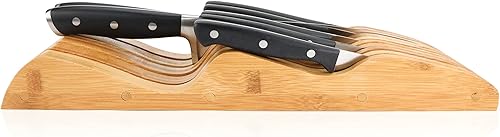 Miniatura 5 de ROYALHOUSE Bloque de Cuchillos de Bambú con Soporte, Respaldo para 9 Cuchillos, Organizador de Cajones para Cuchillos, Perfecto para Hogar y Chefs,