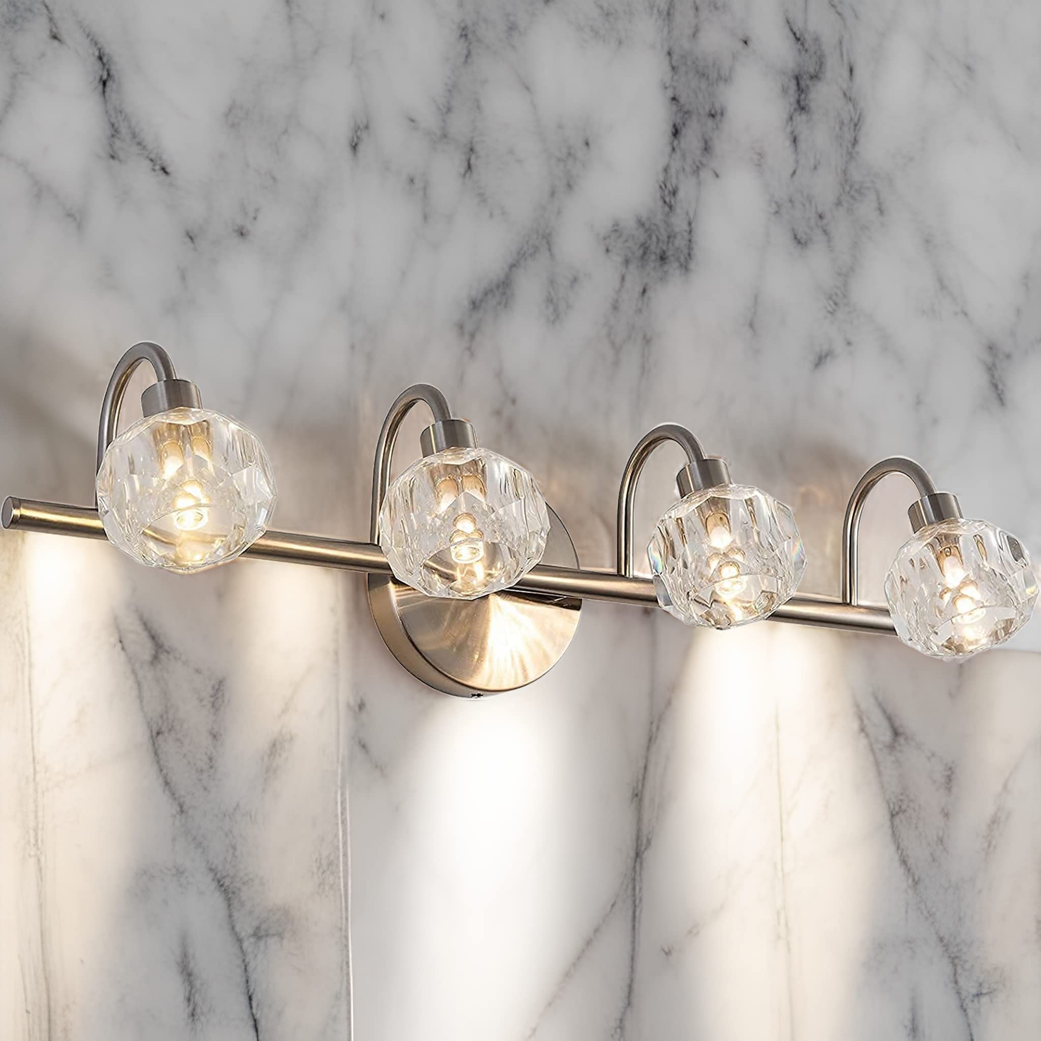 Leadtek Modern Bathroom Light Fixtures with 4-Light,Bathroom Vanity Light Over Mirror with Crytal Shade,lampara led de pared for Bathroom Mirror(Bulb not Included)…
