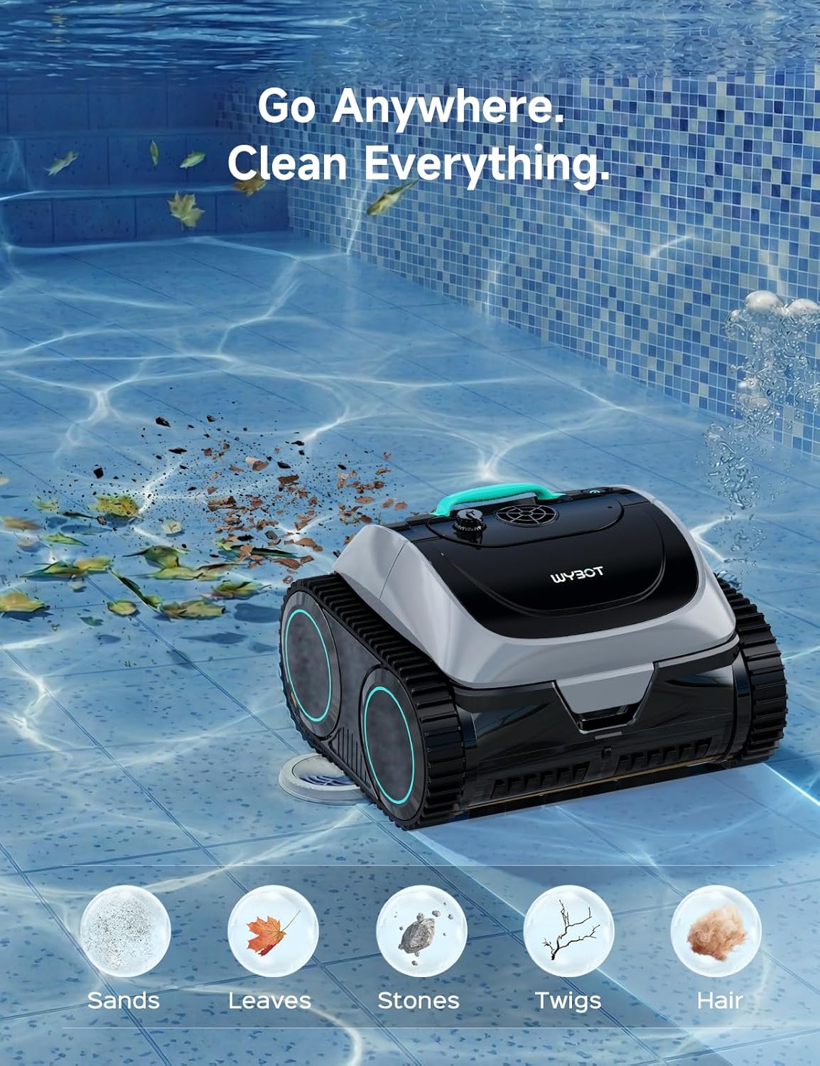 (2026 Upgrade) WYBOT C1 Robotic Pool Cleaner, 4-in-1 Cordless Pool Vacuum for Inground Pools & Above Ground Pool Up to 150 Mins Runtime, Power Suction with Smart Navigation & APP Control (Lake Green) 6 71MkM3FbMBL. AC SL1500