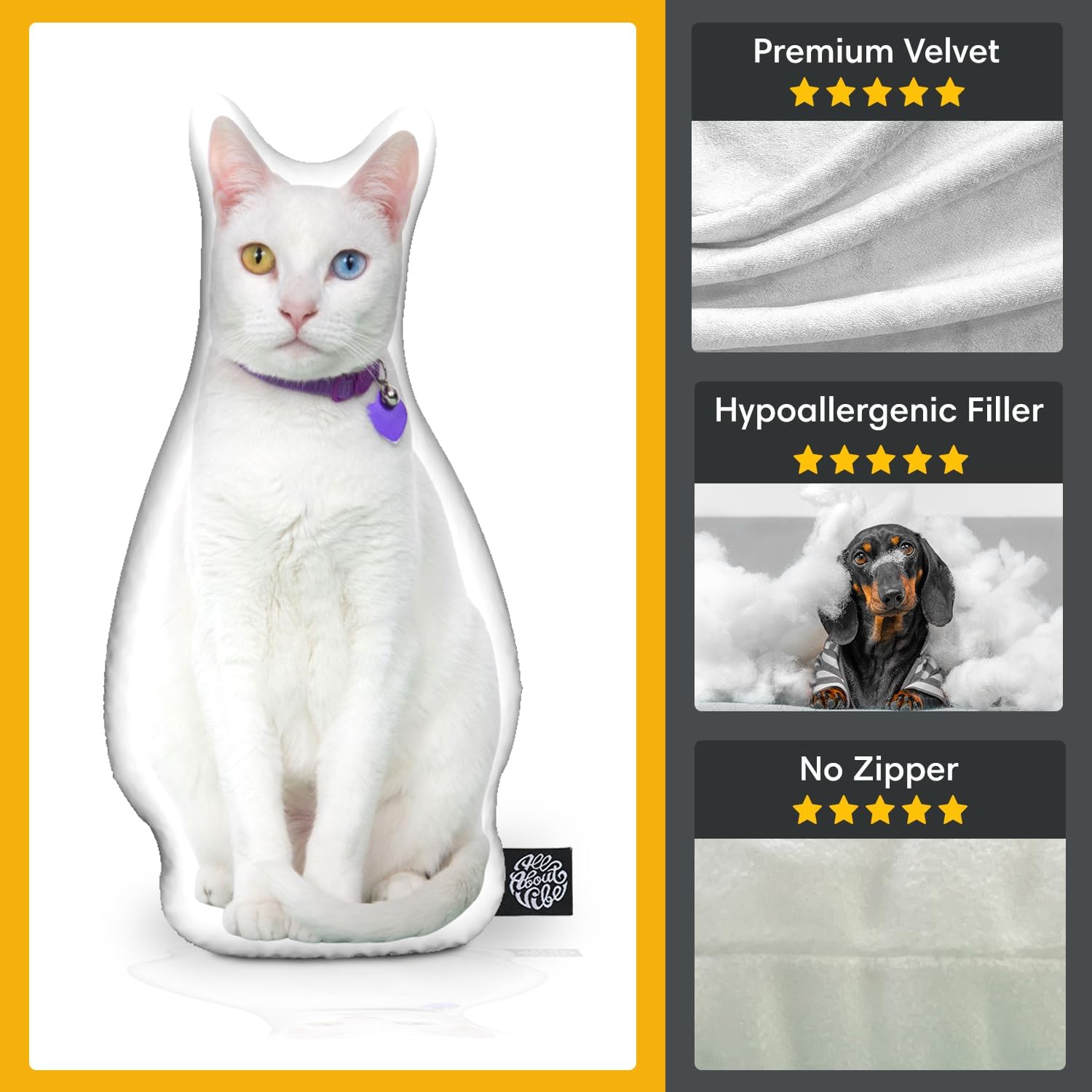 All About Vibe 3D Cat Custom Pillow for Couch, Bed, Decor & Keepsake - 10" Mini