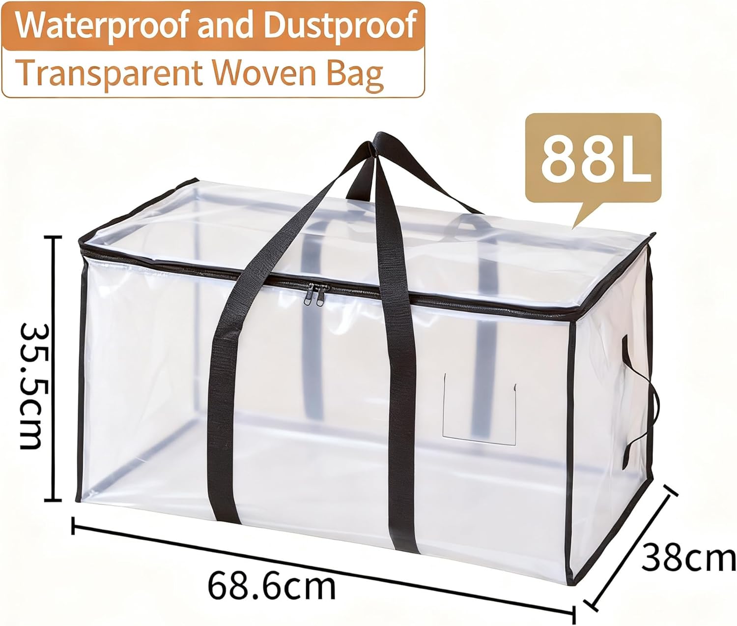 8PCS Clear Transparent Storage Bags for Quilts, Clothes, and Moving - Large Capacity, Waterproof, and Moisture-Resistant, 88L