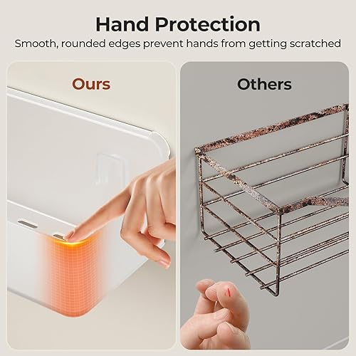 Miniatura 4 de Orimade Paquete de 3 estantes adhesivos sin taladrar para baño, juego organizador de almacenamiento ABS a prueba de óxido, transparente