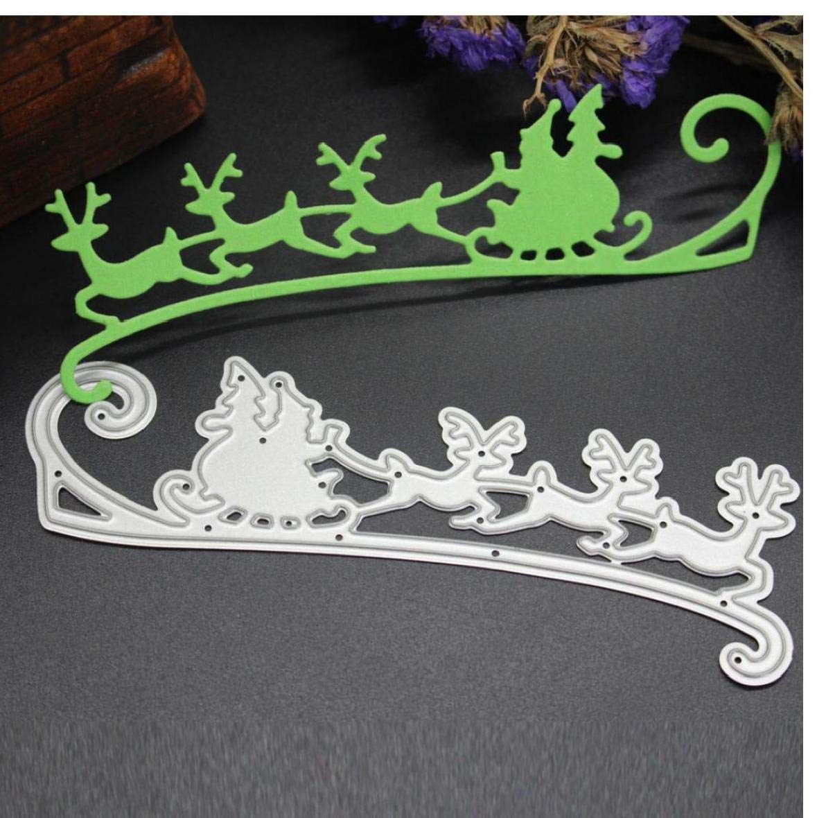 Casecover Silver Cutting Die Santa Claus And Elk Shape Merry Christmas Metal Cutting Die Stencils Cutting Molds For Card Making Scrapbooking Embossing Photo Album Crafts