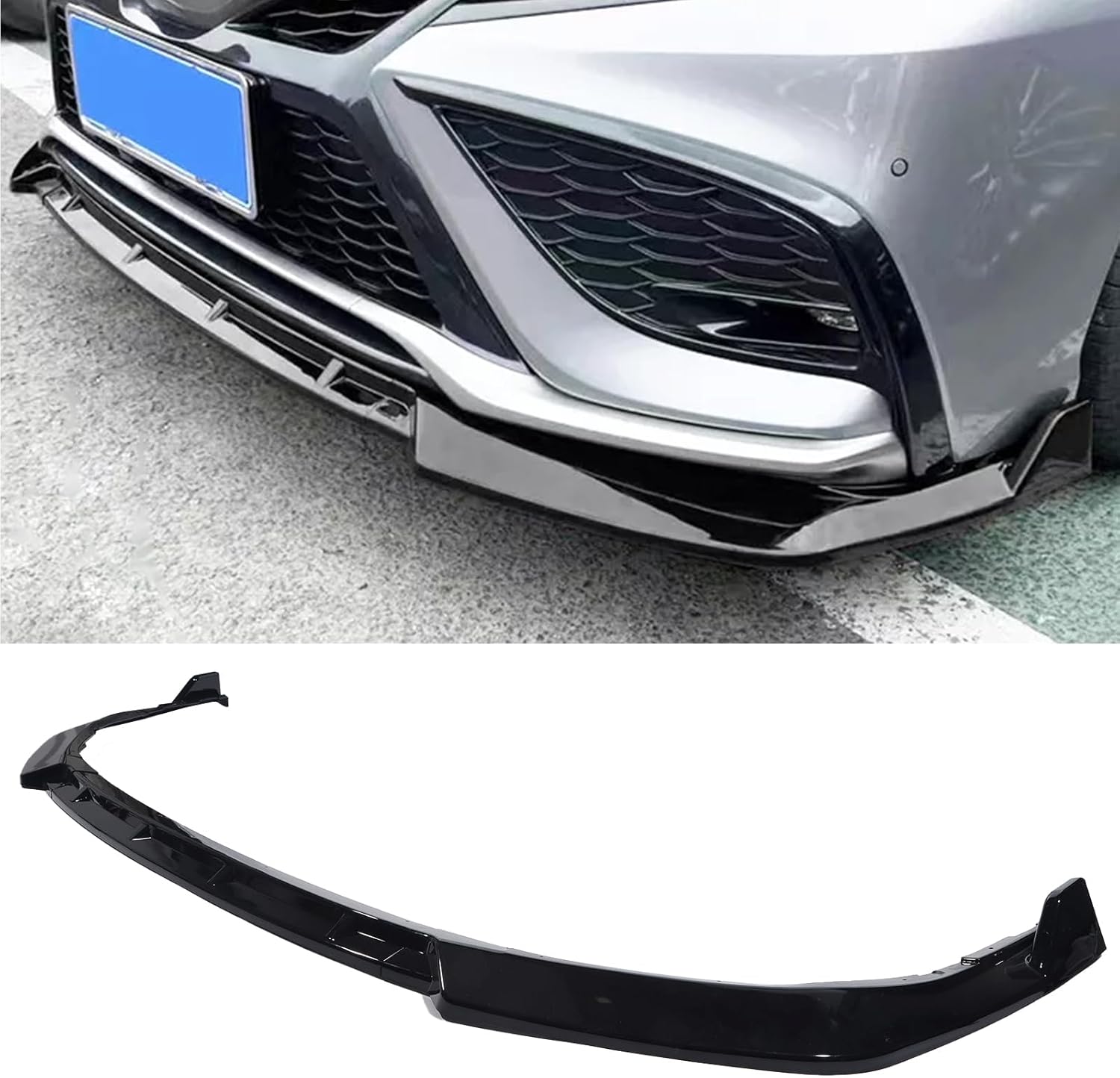 ZXMOTO Front Bumper Lip Chin Spoiler ABS Front Bumper Lip Body Kit Front Bumper Spoiler Splitter Fit for Toyota Camry 2021 2022 2023 SE XSE(Sport Model) 3PCS Gloss Black