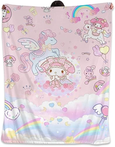 Manta de anime linda para niñas kawaii, color rosa, súper suave, ligera, acogedora felpa para picnic, viajes, sofá, cama, decoración para