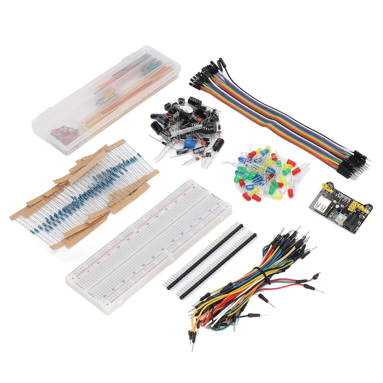 Electronics Component Kit, Starter Fun Assortment with 830 Tie Points Breadboard, Over 400 Components