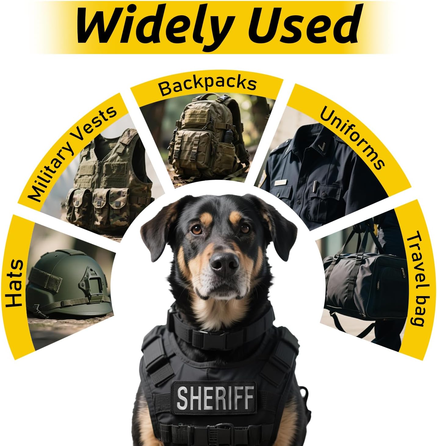 AXEN Sheriff Patches for Tactical Vest Uniform Jacket Hat Caps, Hook&Loop Fasten Pack of 2 Large and Small