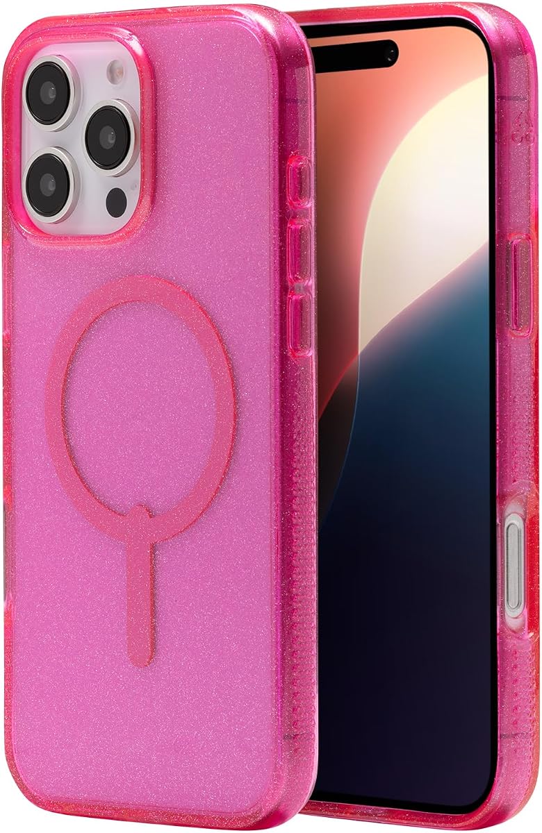 Milan Snap Case for iPhone 16 Pro Max – Pink Glitter, MagSafe Compatible, 13ft Drop Protection, Recycled Materials, Slim & Stylish Design