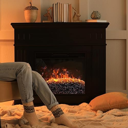 Miniatura 7 de Vidrio de fuego poligonal de 12 pulgada para chimenea, hoguera y paisajismo, 10 libras de alto brillo ámbar