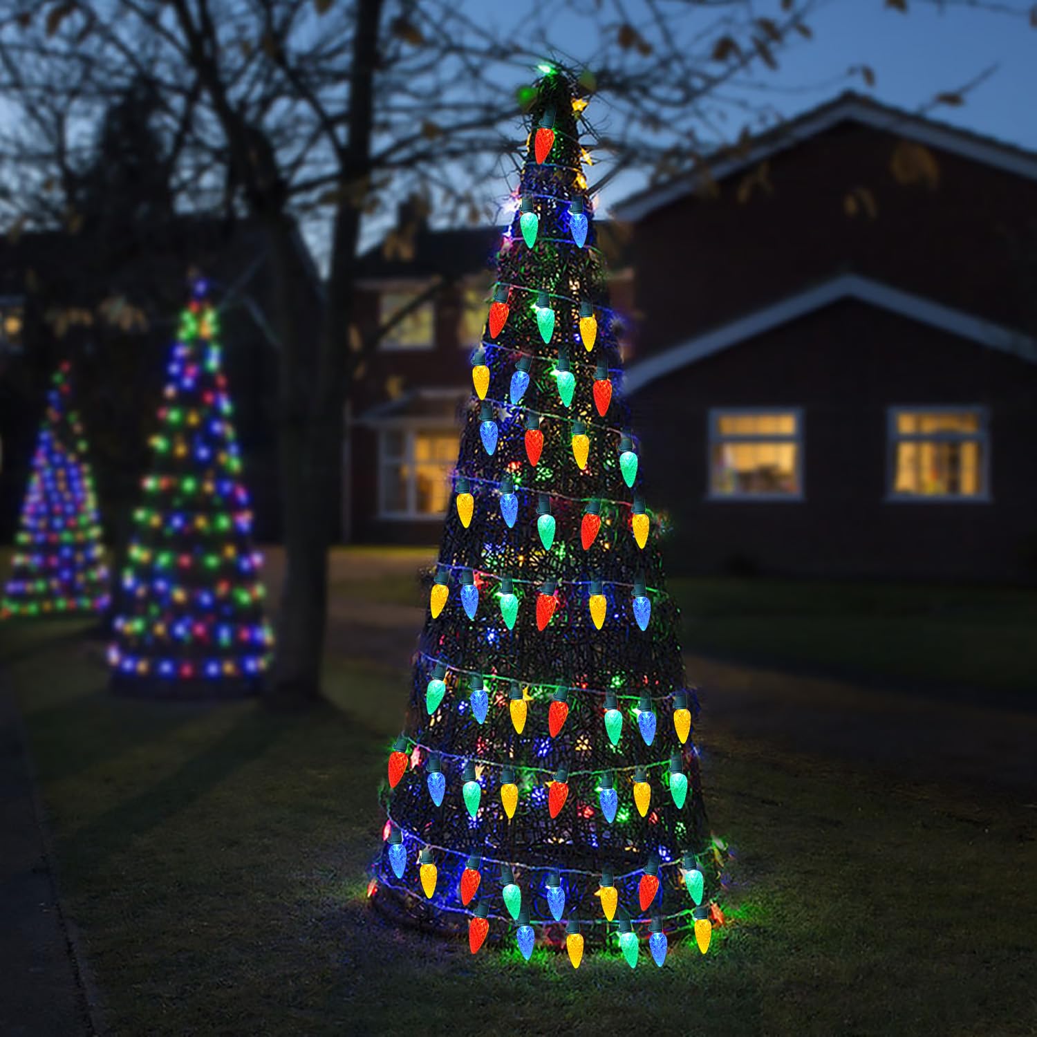 Mehrfarbige C6-Solar-Weihnachtslichter für den Außenbereich, wasserdicht, 50 LEDs, 6 Fuß, C6-LED-Weihnachtslichter, Erdbeere, farbige Weihnachtslichter für den Außenbereich, Weihnachtsdekoration