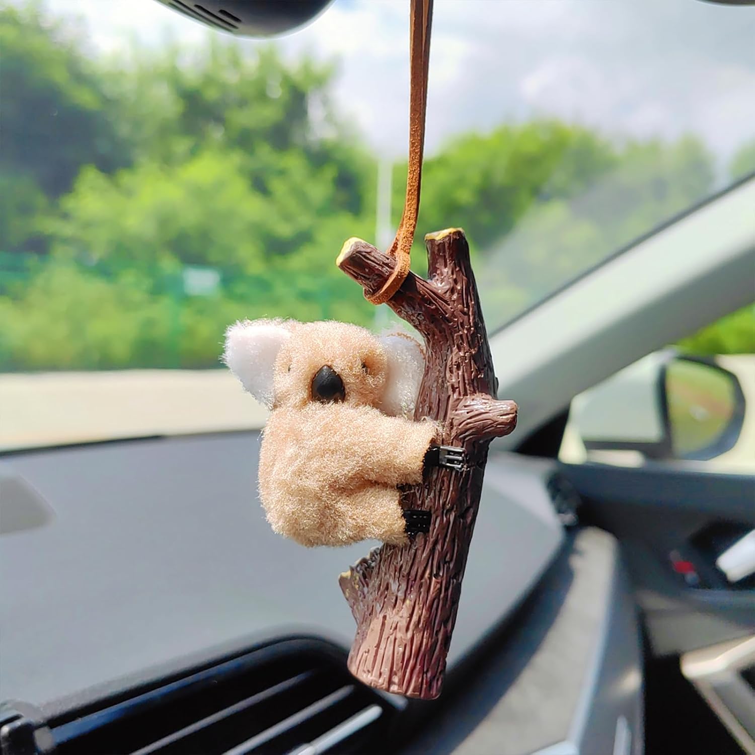 Koala Car Accessories Hanging Ornament, Cute Plush Koala Rear View Mirror Accessories Car Center Console Decoration, Lovely Table Lamp Pendant