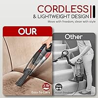 Vista 6 de Cordless Handheld Vacuum Cleaner with Large Battery, Powerful Suction - For Car, Pet Hair, Office and Home Cleaning