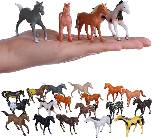 Miniatura 2 de Figuras de caballos, 18 piezas de juguetes de animales en miniatura de plástico para proyectos de ciencia, juguetes educativos de aprendizaje,