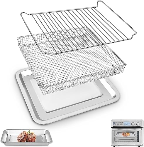 Juego de 3 piezas para hornear Cuisinart TOA-95, horno tostador y freidora de aire, 14.5 x 11.7 pulgadas, estante para freidora de aire para horno,