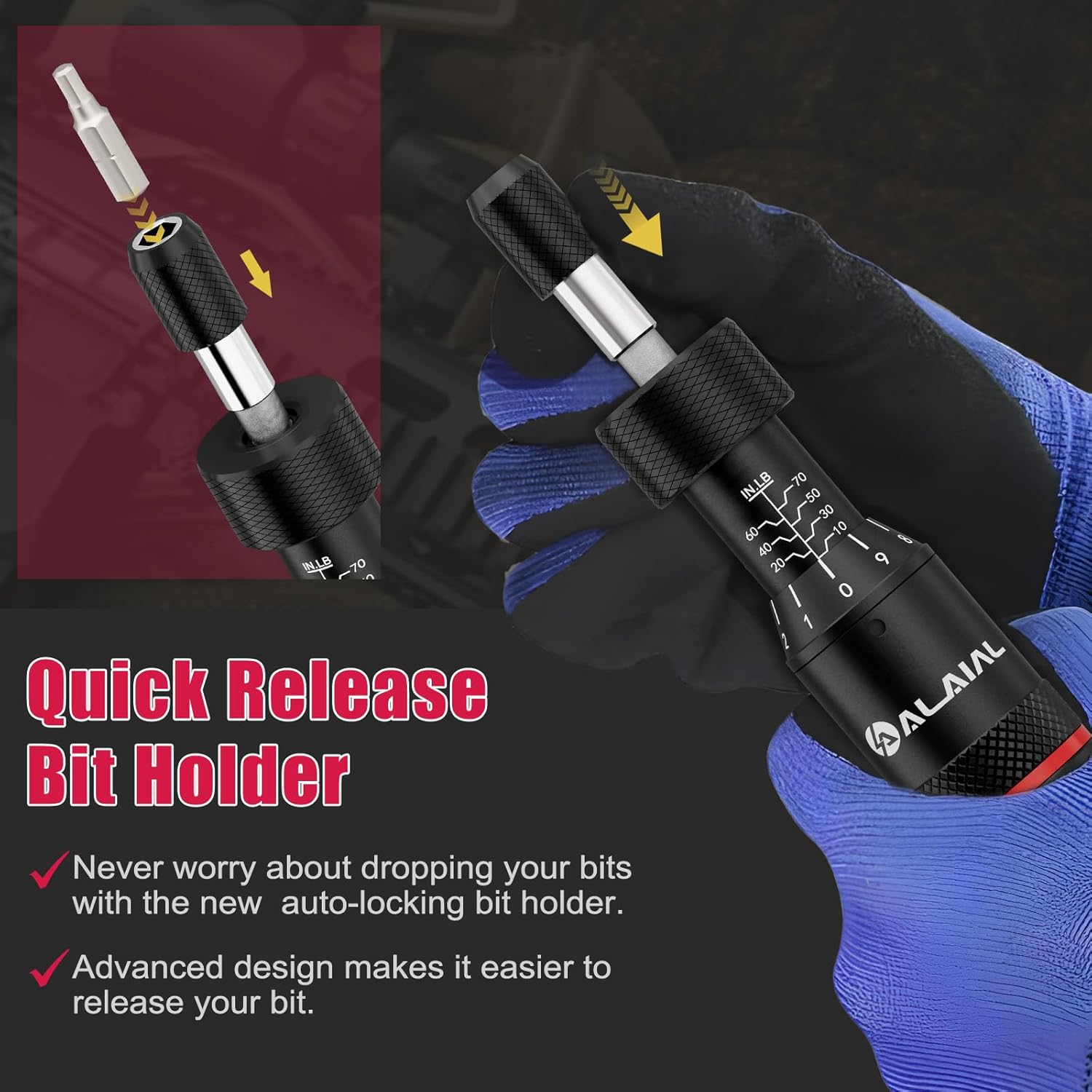 Torque Screwdriver Set 10-70 in-lb, Adjustable Inch-Pound Torque Driver Kit with S2 Steel Bits & Case – Prevents Over-Tightening for Scope Mounting, Electronics & Bicycle Maintenance, Red