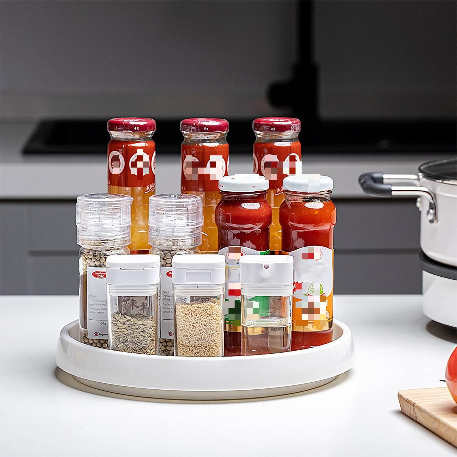 Lazy Susan Gewürzregal, rutschfest, 25,4 cm, drehbar, für Schrank, Speisekammer, Kühlschrank, Arbeitsplatte, 2 Stück