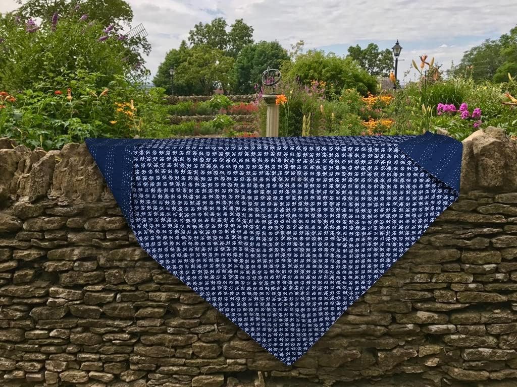 Indian Block Print Quilt Kantha Quilts Queen Size Kantha Throw Quilt Blanket Kantha Bedspreas Pure Cotton Quilt King Size Quilt (Blue Block 3, Twin 90 X 60 Inch)