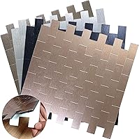 Vista 2 de XUANINY 10 láminas de azulejos metálicos despegables y adhesivos para salpicadero, autoadhesivos de aluminio cepillado estilo subway, pegatina