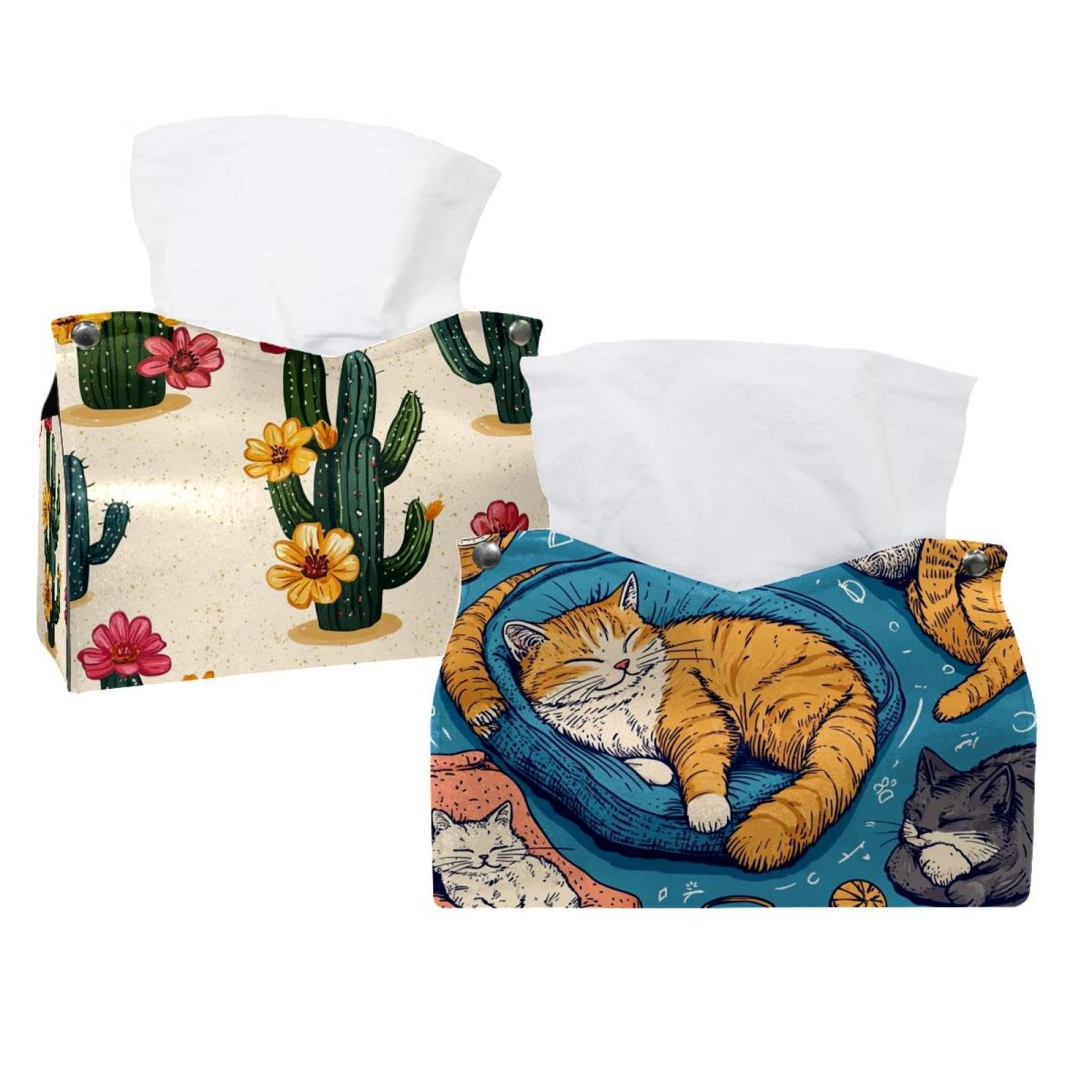 Boîte à mouchoirs chat adorable lot de 2 pour une touche de tendresse à la maison