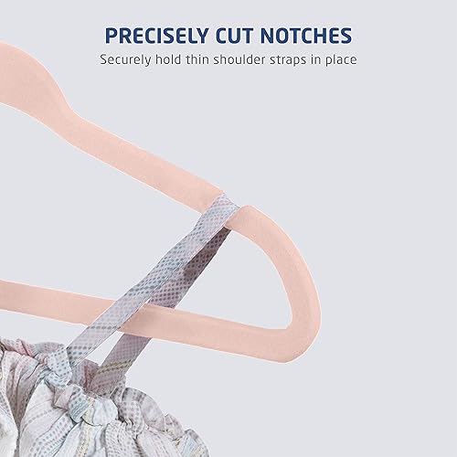 Miniatura 5 de ZOBER Perchas de terciopelo premium para niños (14.0pulgadas  50 unidades), antideslizantes, ultra delgadas para ahorrar espacio, para niños, gancho