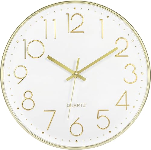 Miniatura 14 de Foxtop - Reloj de pared de 14 pulgadas, grande, silencioso, sin tictac, funciona con pilas, redondo, de cuarzo, moderno, decorativo, para oficina,