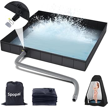 Spopal Foldable Shower Base 104 x 104 x 13 cm Portable Shower Tray with Large Shower Tent Camping Shower Base Tent Shower Tray Awning Base with Storage Bag for RV Shower Outdoor