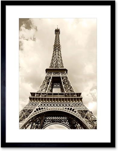 The Art Stop Vintage Photo Landmark Torre Eiffel Sepia Lámina Enmarcada F12X3278