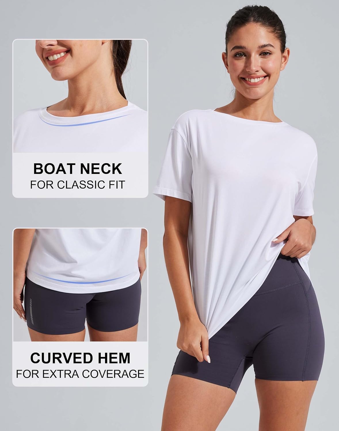 Pioneer Camp Women's Bamboo Viscose Short Sleeve Shirt Neck Loose Fit Workout T-Shirt Gym Athletic Casual Tops - Image 5