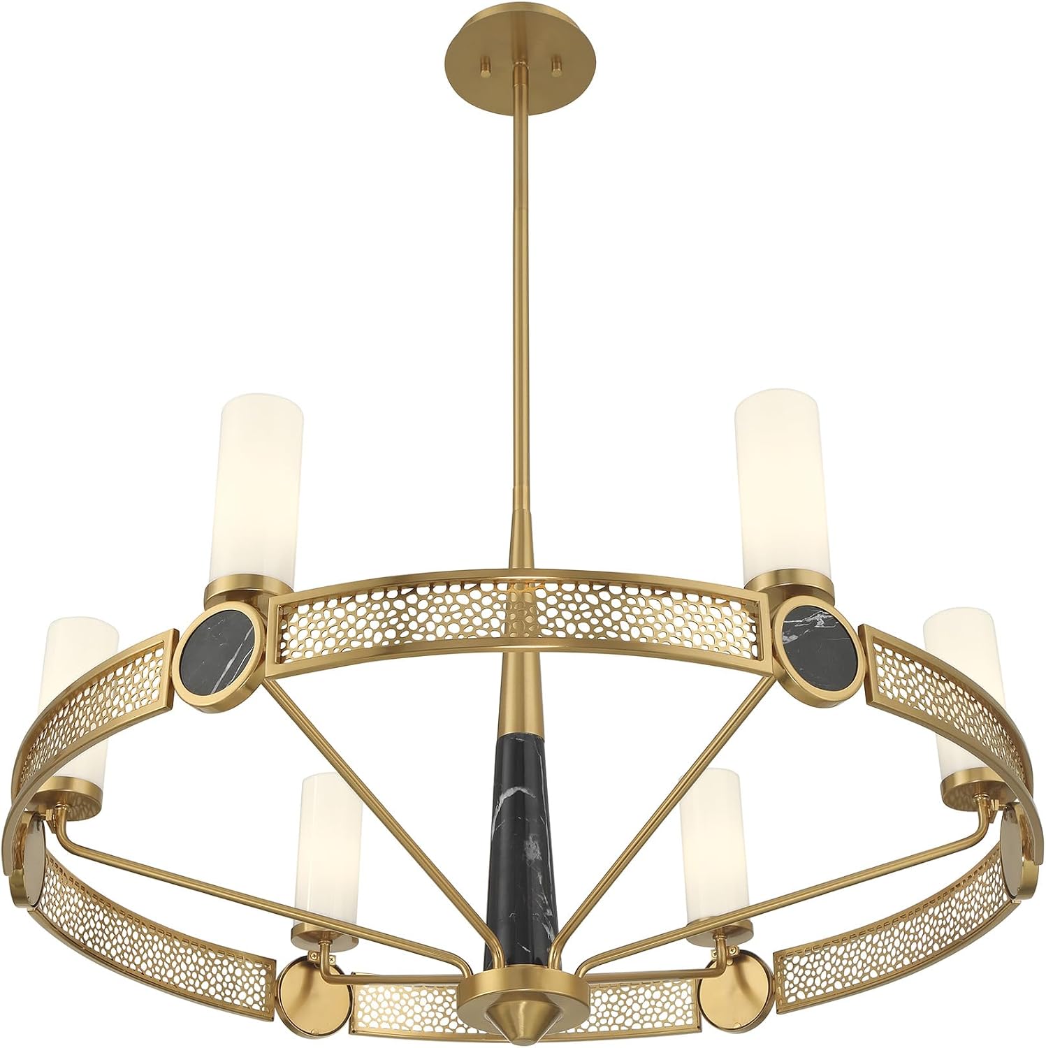 Savoy House 1-2914-6-322 Farrell White Opal Glass Wagon Wheel Chandelier by Dann Foley, 6-Light 360 Total Watts, 20" H x 32" W, Warm Brass