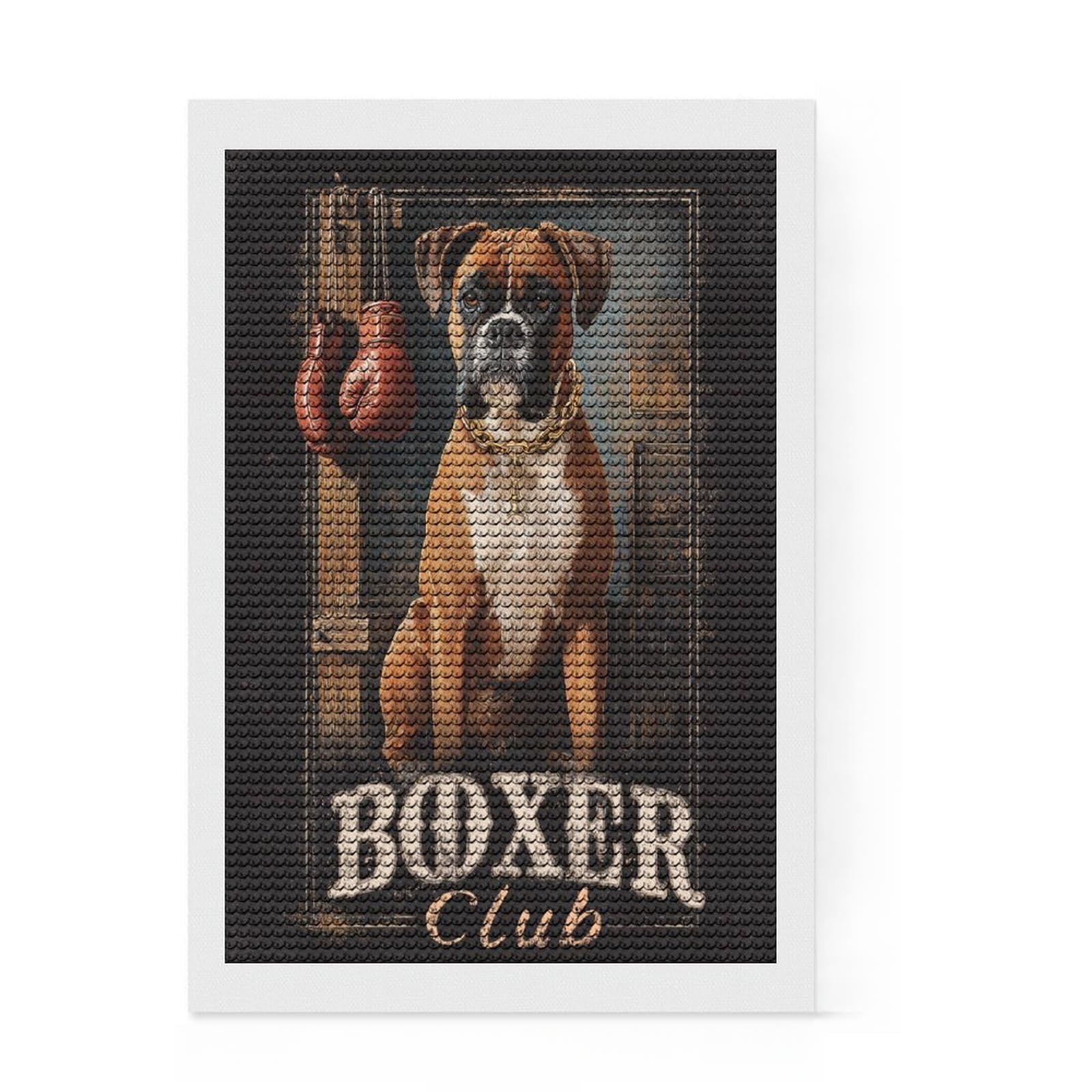 Junmoney Boxer Club Diamond Painting Set 8"x12", for Craft Lovers, Complete Accessories, Birthday Gift, Bedroom Decor, with Tool Kit