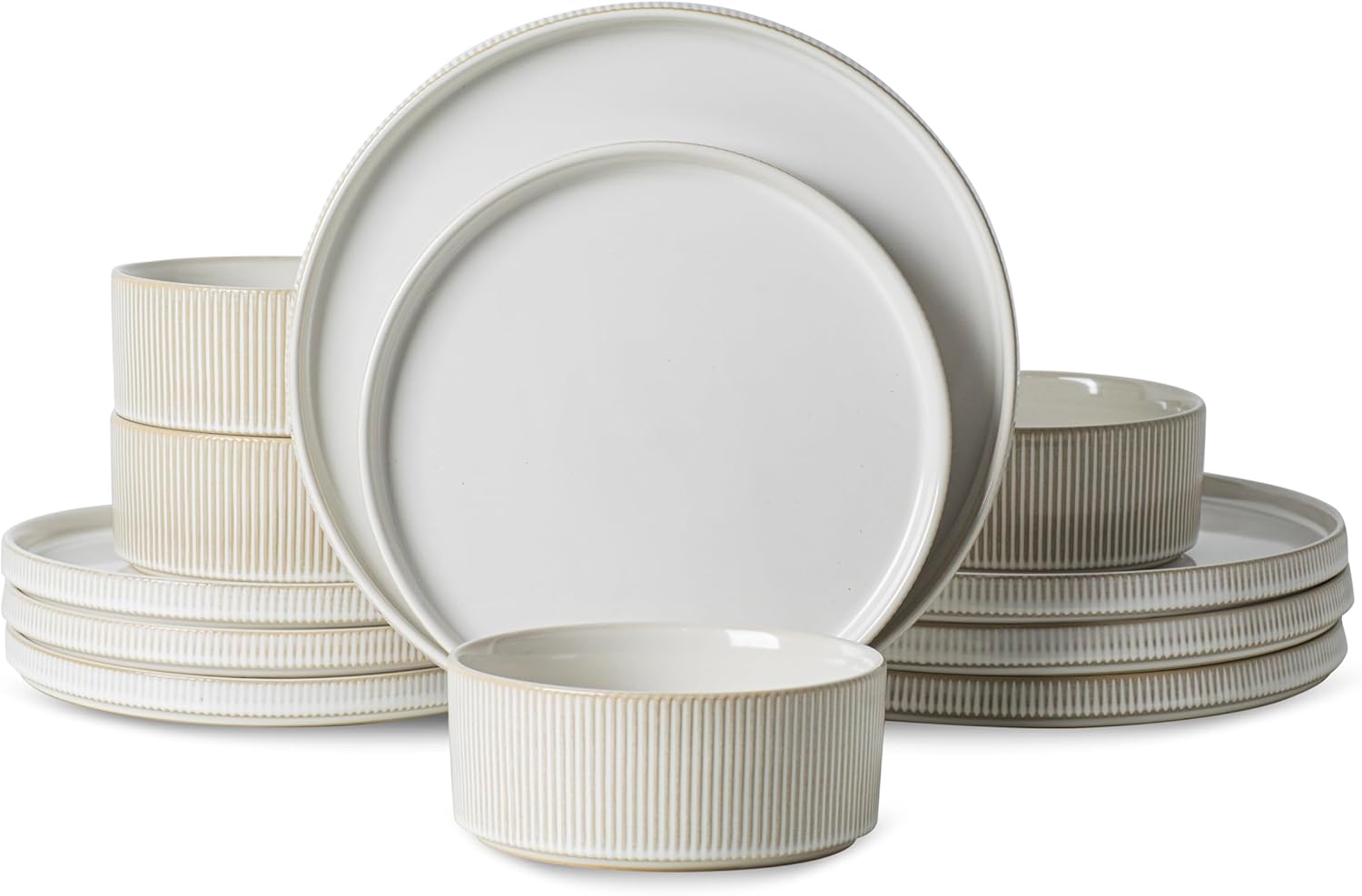 Ceramic Dinnerware Sets of 4, 12 Pieces Plates and Bowls Sets, for kitchen, Oven, Microwave and Dishwasher Safe